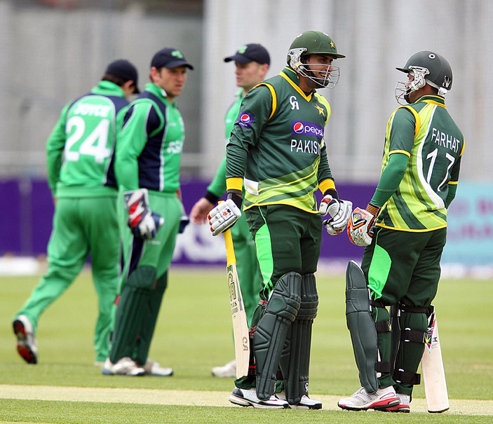 Pakistan Batsman Have A Chat While The Ground Staff Taking Off The Covers 
