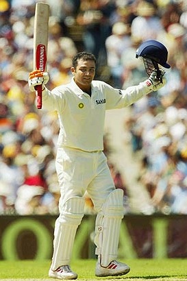 Virender Sehwag in his fearless style blazed the Australian bowlers for a 195 at Melbourne. (Photo Source: Getty Images)