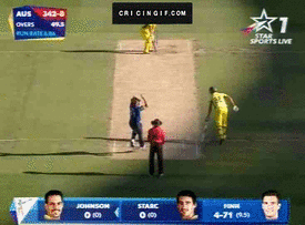 Steven Finn to Mitchell Johnson. (Photo Source: cricingif.com)