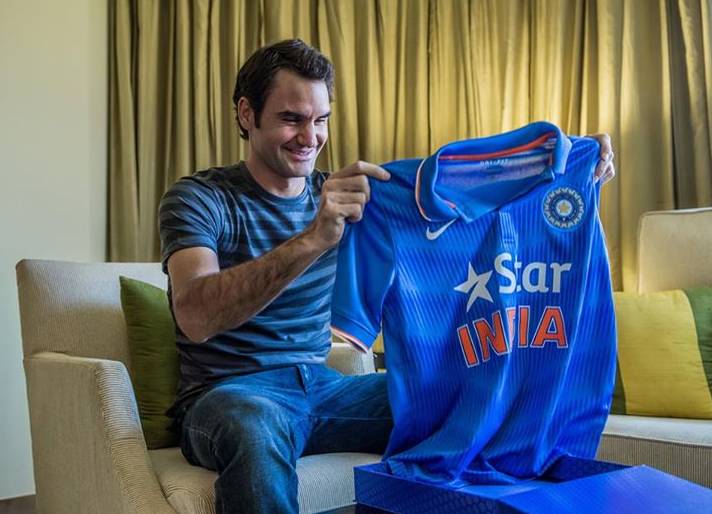 Roger Federer with Indian Jersey