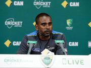 Dimitri Mascarenhas, bowling coach for New Zealand speaks at a press conference after day one of the second Test match between Australia and New Zealand at WACA on November 13, 2015 in Perth, Australia. (Photo by Will Russell - CA/Cricket Australia/Getty Images)