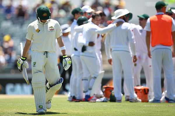 Steve Smith of Australia walks from the field after being dismissed