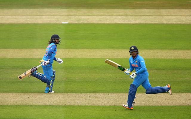 Mithali Raj of India (L) and Veda Krishnamurthy