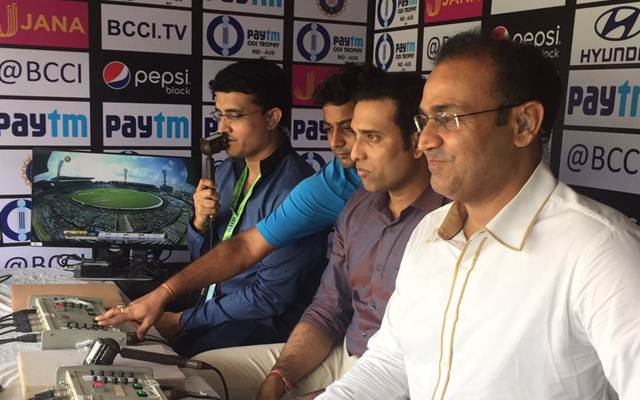 VVS Laxman, Virender Sehwag and Sourav Ganguly in the commentary box