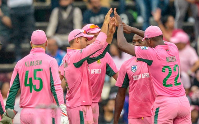 South Africa Aiden Markram celebrates with teammates