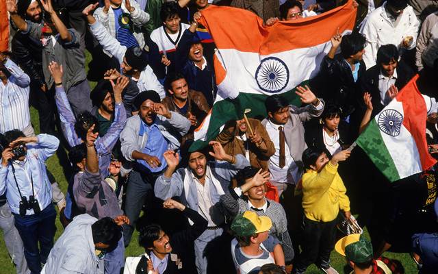 Indian fans celebrate victory after the First Test match between England and India held at Lord's Cricket Ground