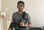 Wriddhiman Saha gives a thumbs-up after his successful surgery