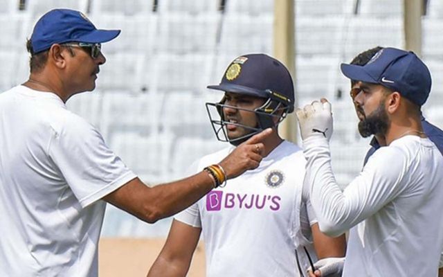 Ravi Shastri, Rohit Sharma and Virat Kohli