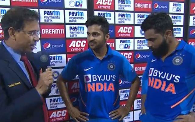 Harsha Bhogle, Shardul Thakur and Ravindra Jadeja