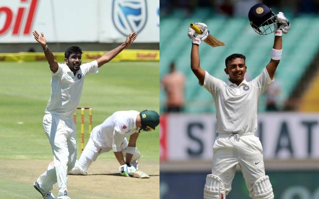 Jasprit Bumrah and Prithvi Shaw