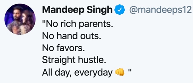 Mandeep Singh's tweet