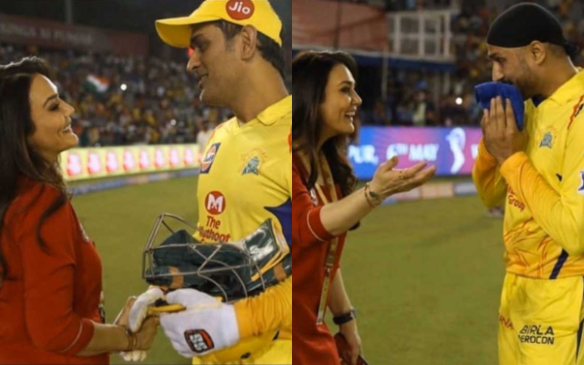 MS Dhoni, Priety Zinta and Harbhajan Singh