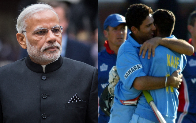 Narendra Modi, Yuvraj Singh and Mohammad Kaif