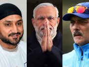 Harbhajan Singh, Narendra Modi and Ravi Shastri