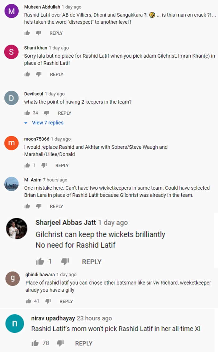 Shahid Afridi YouTube Comments