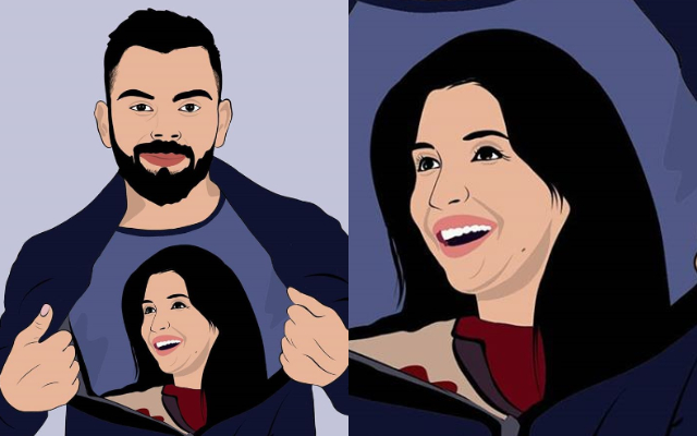 'Wonderfully accurate' - Virat Kohli shares fan art of him and wife