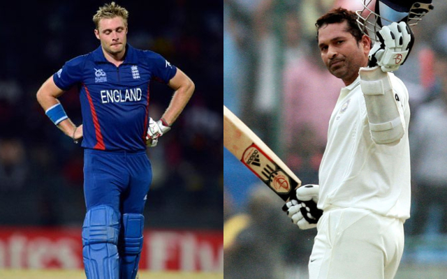 Luke Wright and Sachin Tendulkar