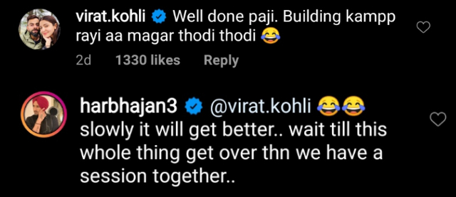 Virat Kohli and Harbhajan Singh's comments