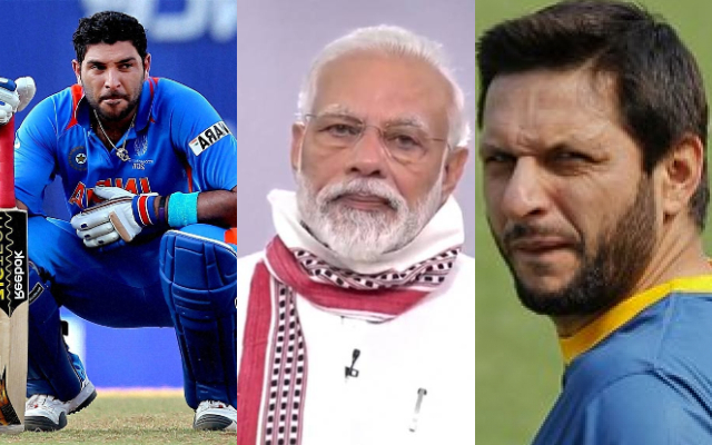 Yuvraj Singh, Narendra Modi and Shahid Afridi