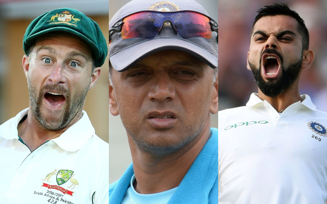 Matthew Wade, Rahul Dravid and Virat Kohli