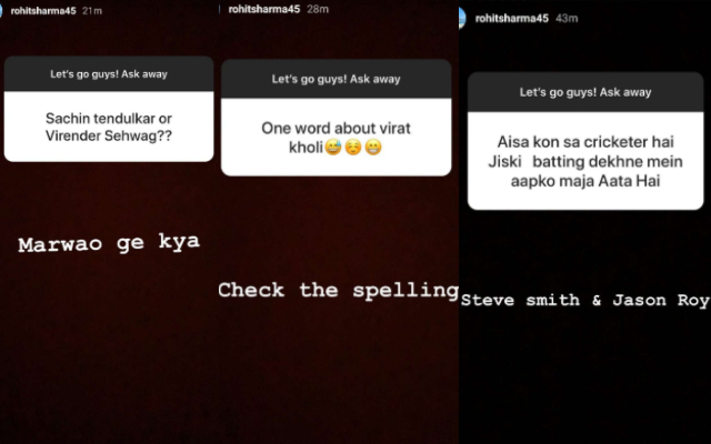 Rohit Sharma's Insta stories