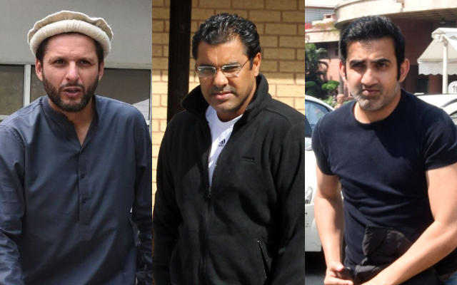 Shahid Afridi, Waqar Younis and Gautam Gambhir