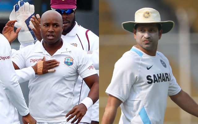 Tino Best and Sachin Tendulkar