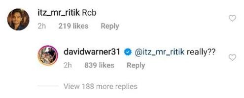 David Warner's reply