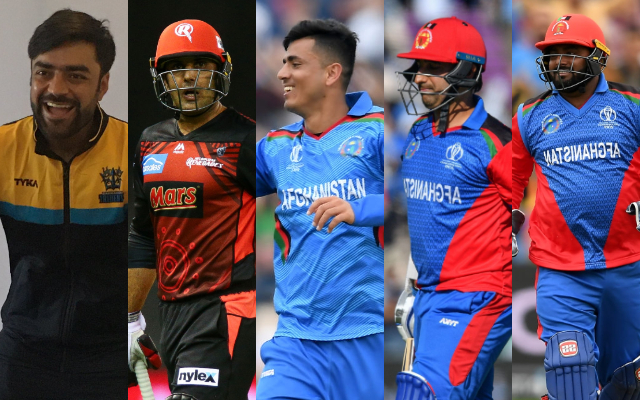 Rashid Khan, Mohammad Nabi,Mujeeb ur Rahman, Asghar Afghan and Mohammad Shahzad