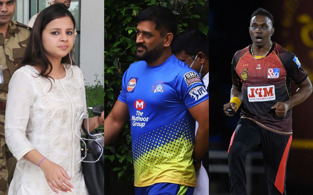 Sakshi Dhoni, MS Dhoni and Dwayne Bravo