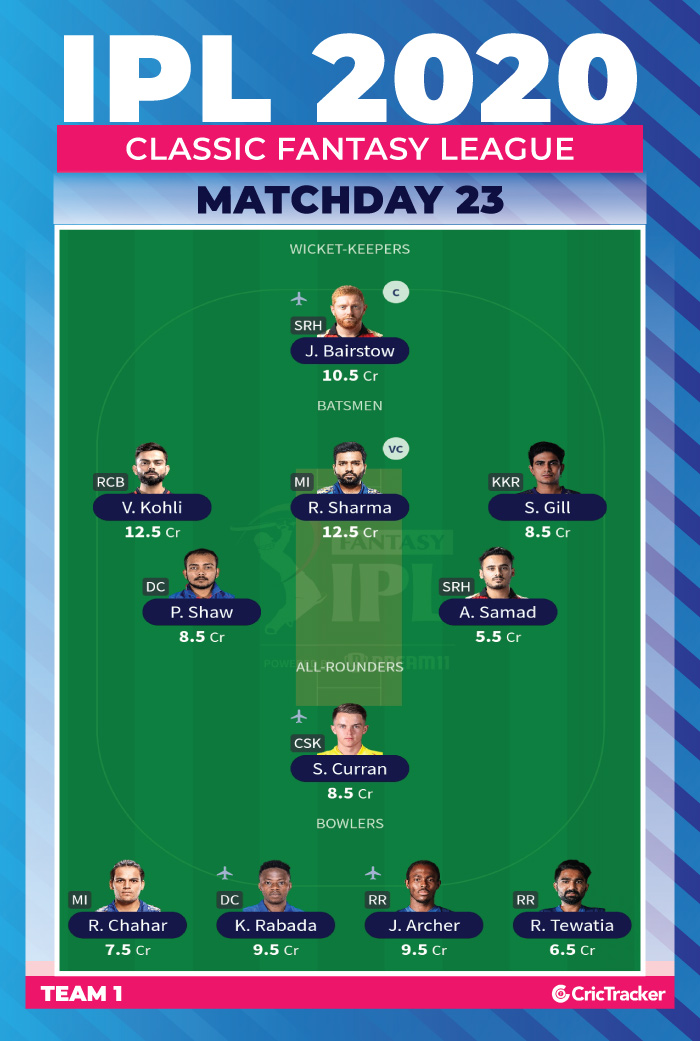 Dream11 IPL 2020: Matchday 23, SRH vs RR & MI vs DC ...