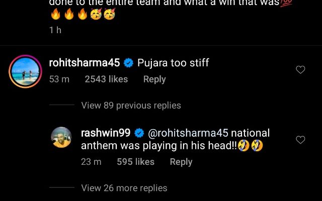 Ravichandran Ashwin's reply