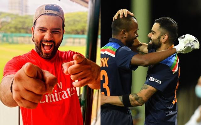 Rohit Sharma, Hardik Pandya and Virat Kohli