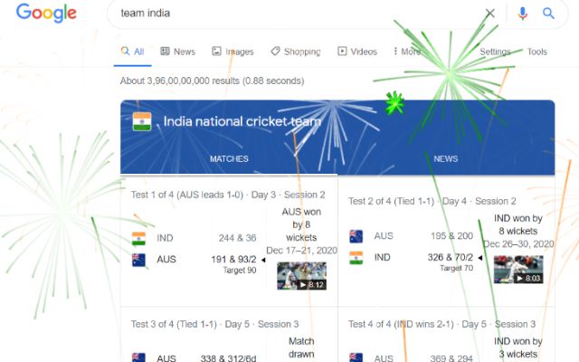 Google Fireworks Pour Team India