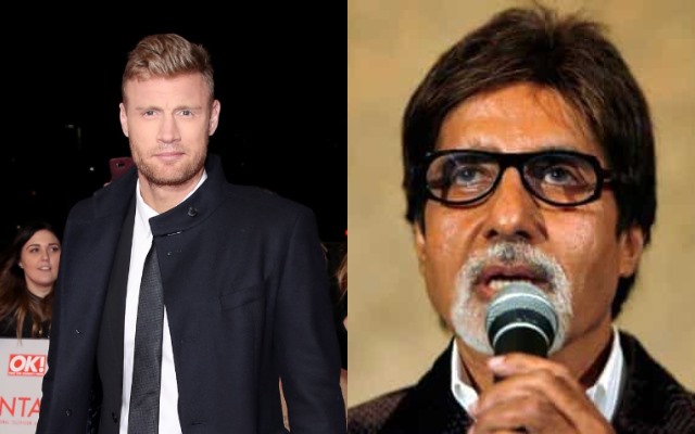 Andrew Flintoff and Amitabh Bachchan