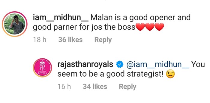 Rajasthan Royal' reply