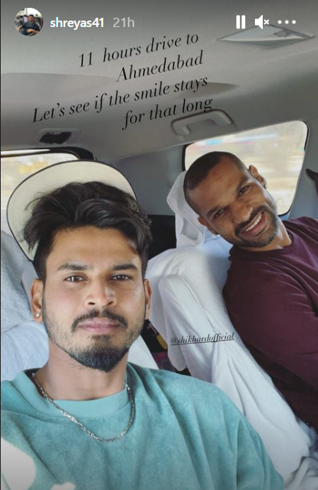 Shreyas Iyer's Instagram story