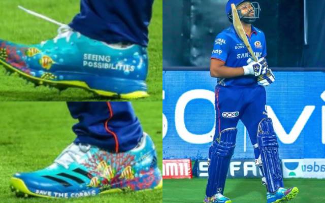 IPL 2021: Rohit Sharma wore the shoes with the message 'Save the Corals'  during MI vs SRH clash