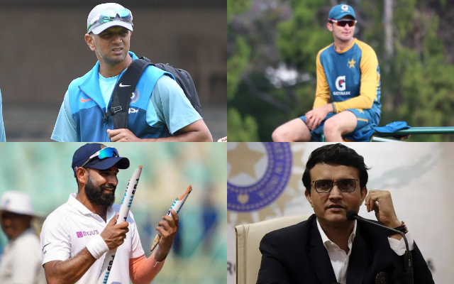 Rahul Dravid, Shaheen Afridi, Mohammed Shami, and Sourav Ganguly