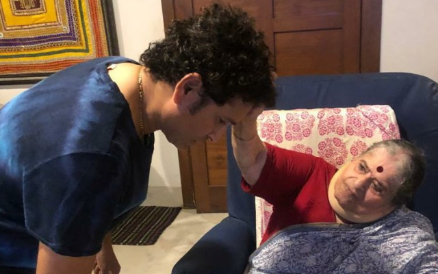 Sachin Tendulkar and his mother