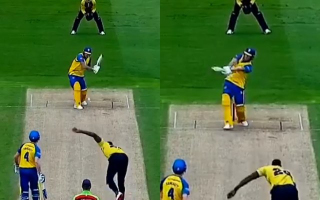 Ben Stokes hitting a six off Carlos Brathwaite