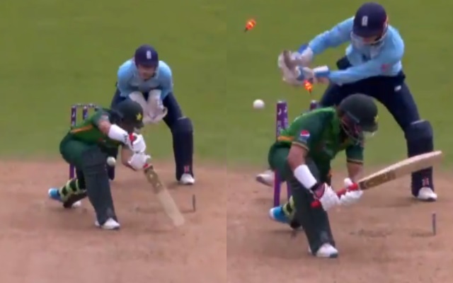 Matt Parkinson gets the wicket of Imam-ul-Haq