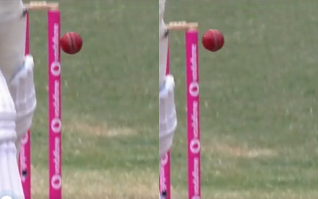 The ball hits the stumps