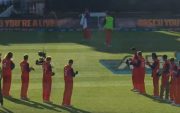 Netherlands team giving guard of honor for Ross Taylor