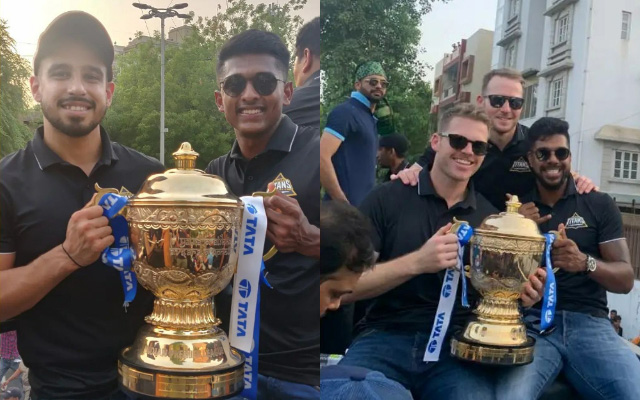 Gujarat Titans players in road show
