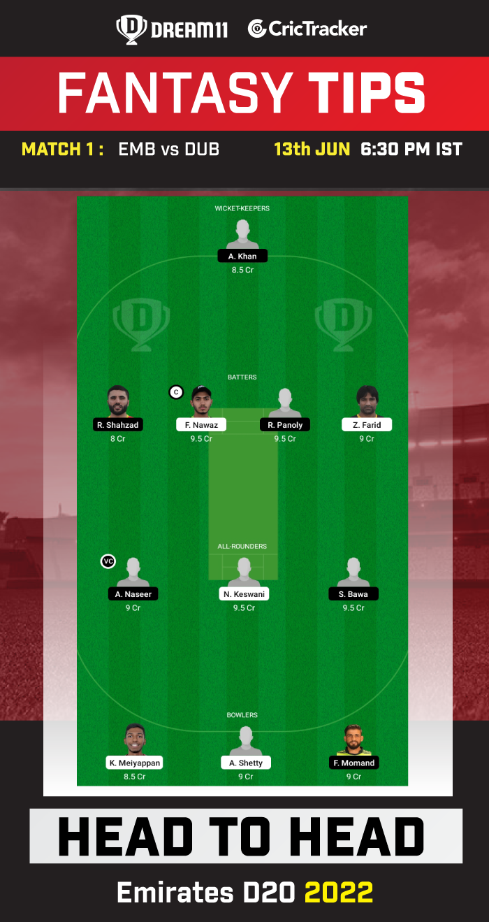 EMB vs DUB Today Dream11 Prediction