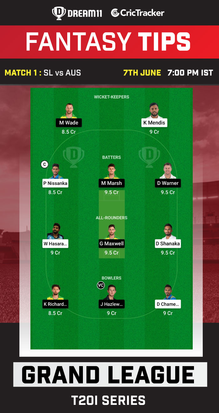 SL vs AUS Today Dream11 Team