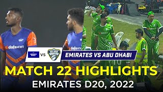 Emirates Blues vs Abu Dhabi | Full Match Highlights | Emirates D20 2022