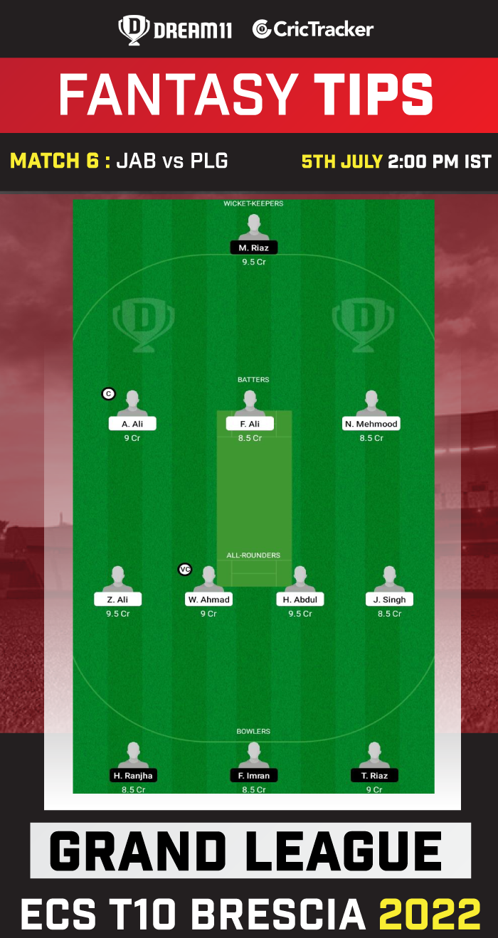 JAB vs PLG Today Dream 11 Best Team