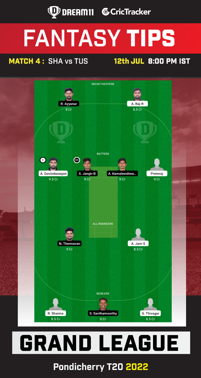 SHA vs TUS Today Dream 11 Best Team